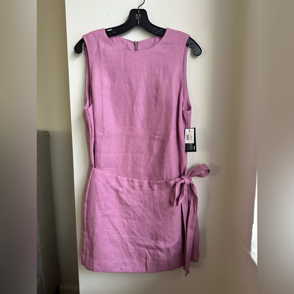 NWT BONDI BORN Martinique Wrap-effect Organic Linen Mini Dress - Pink size large - Picture 5 of 16